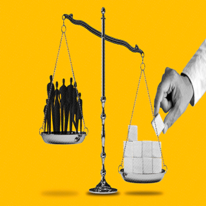 image of people standing on the scale of justice