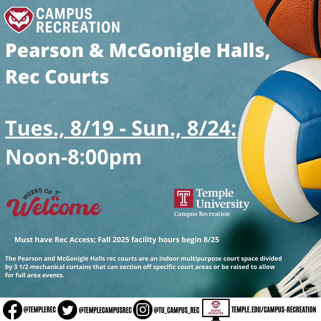 Rec courts facility schedule.