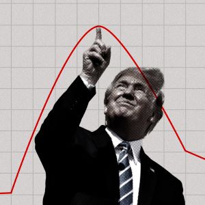 image of Trump drawing a statistic line