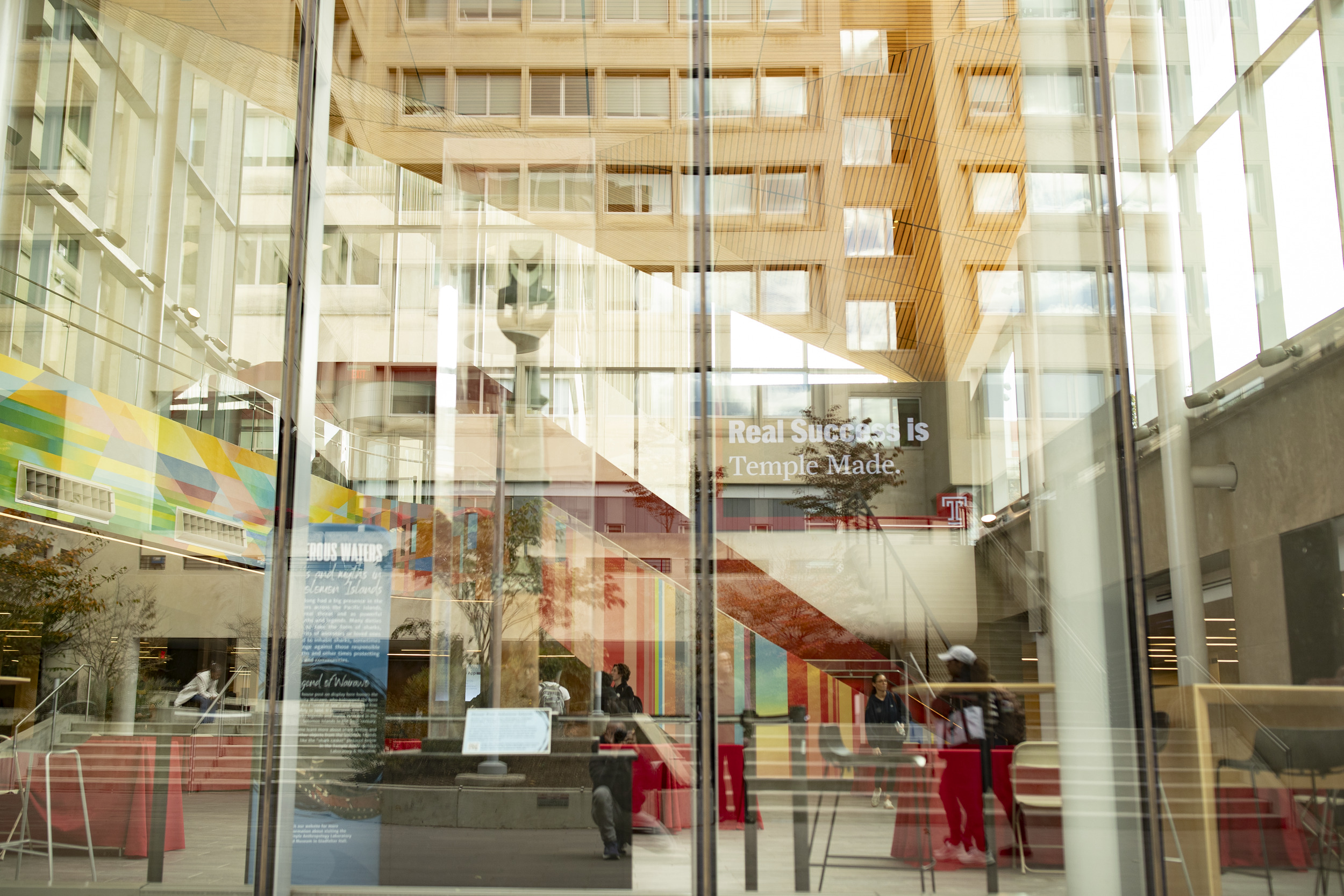 Abstract photo of buildings reflecting off glass
