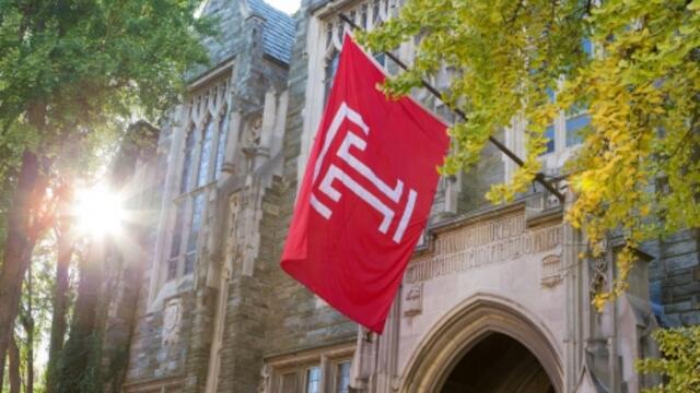Temple building with flag