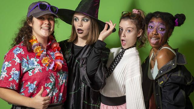 students dressed in costume for Halloween