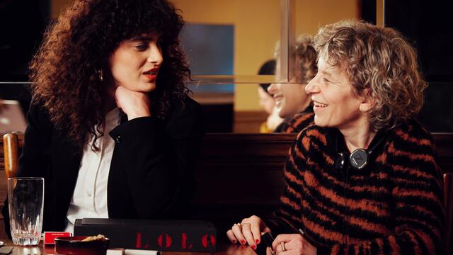 Image of Elisabeth Subrin and actress Manal Issa.