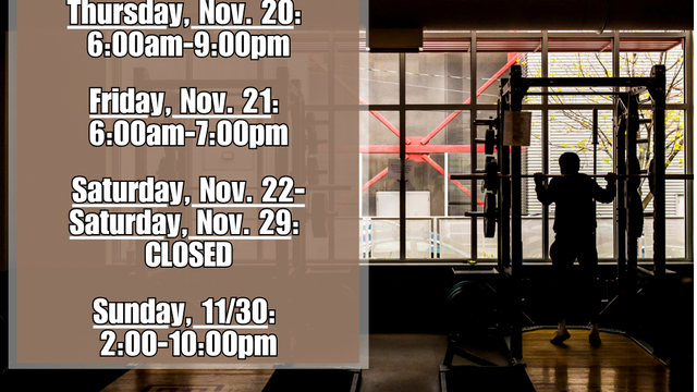 Aramark STAR Fall Break Weight Room Hours