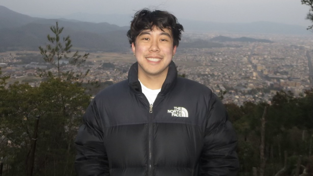 Andrew Tran at a mountain in Arashiyama, Kyoto