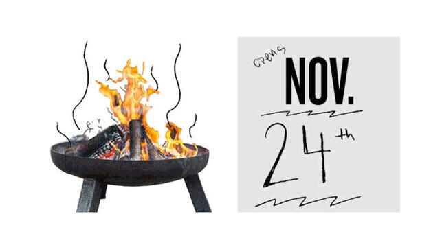 A campfire next to a calendar page that reads