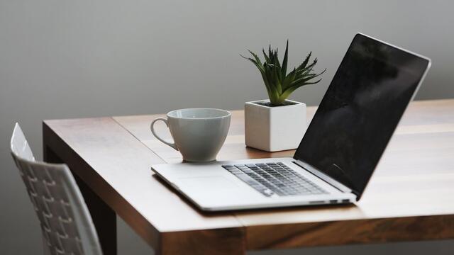 laptop on a table