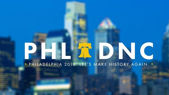 A logo for the Democratic National Convention in Philadelphia.