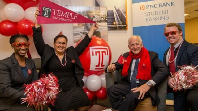 PNC staff at the on-campus Temple branch showing their Owl spirit.