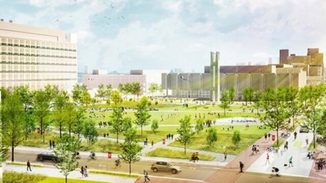 A rendering of the proposed quad on Temple s Main Campus.