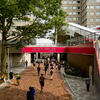 Photo of the entrance of the new Anderson and Gladfelter Terrace.
