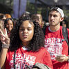 Students pictured as they walk to Convocation.