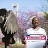 Temple graduate Peggy Moore is pictured on campus.