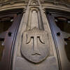 A T on the doors of Sullivan Hall.